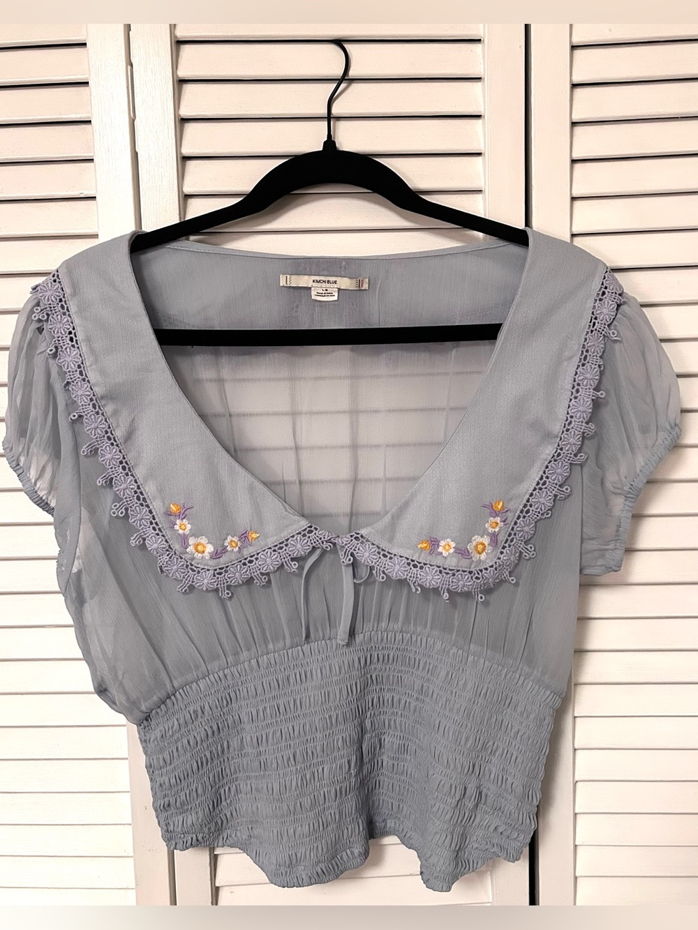 Urban Outfitters LARGE Kimchi Blue Sheer Blouse - Feminine Cropped